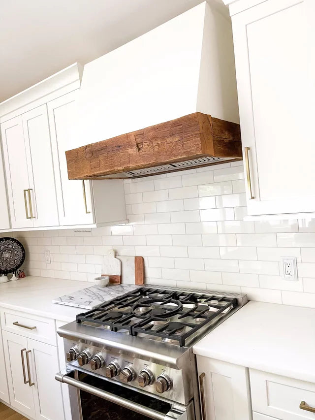 Hand Hewn Antique Oak Beam Vent Hood